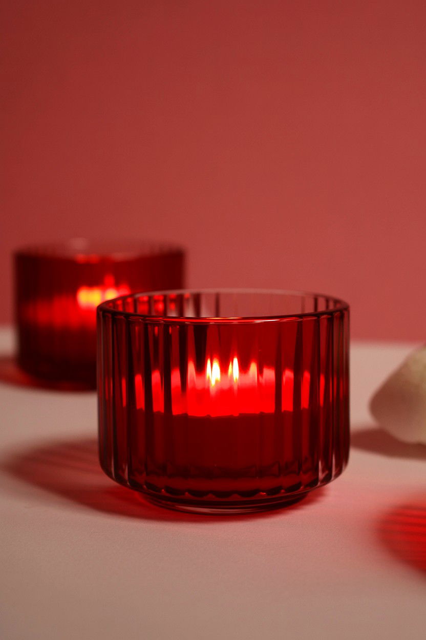 Red glass tea light cup - 25 Valentine's Day Tea Light Ideas
