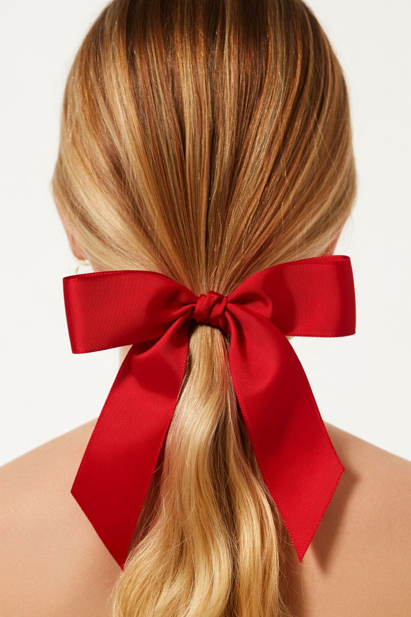 Red hair ribbon - 25 Valentine's Day Straight Hair Ideas