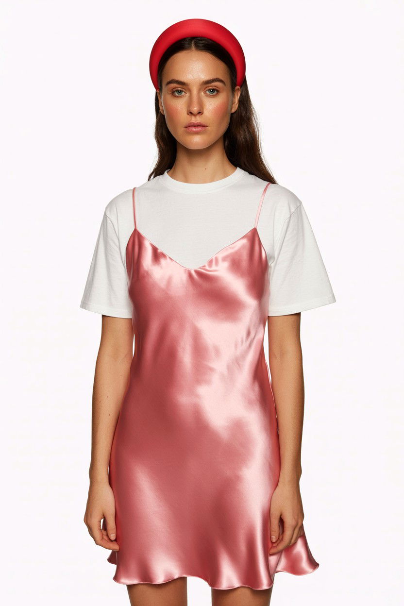 Red headband with pink dress - 25 Valentine's Day Preppy Outfits