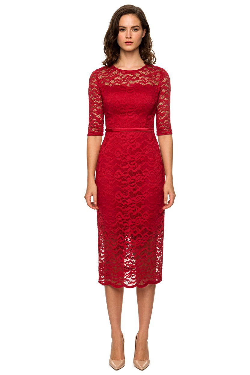 Red lace dress - 25 Valentine's Day Lace Outfit Ideas