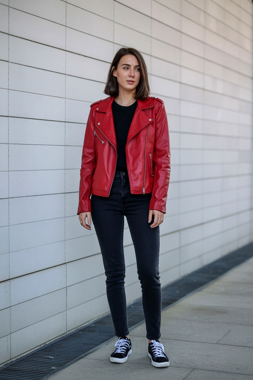 Red leather jacket outfit - 25 Valentine's Day Night Out Outfits