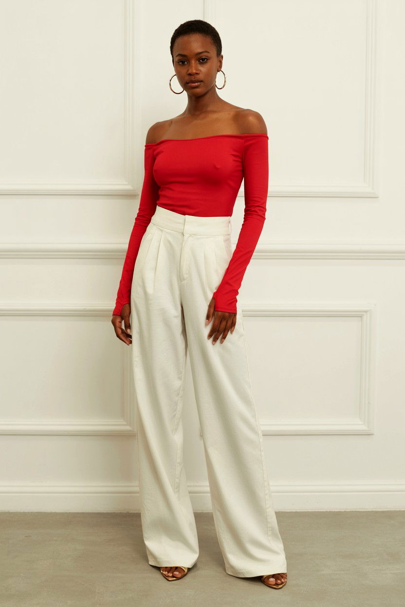 Red off the shoulder top - 25 Valentine's Day Night Out Outfits