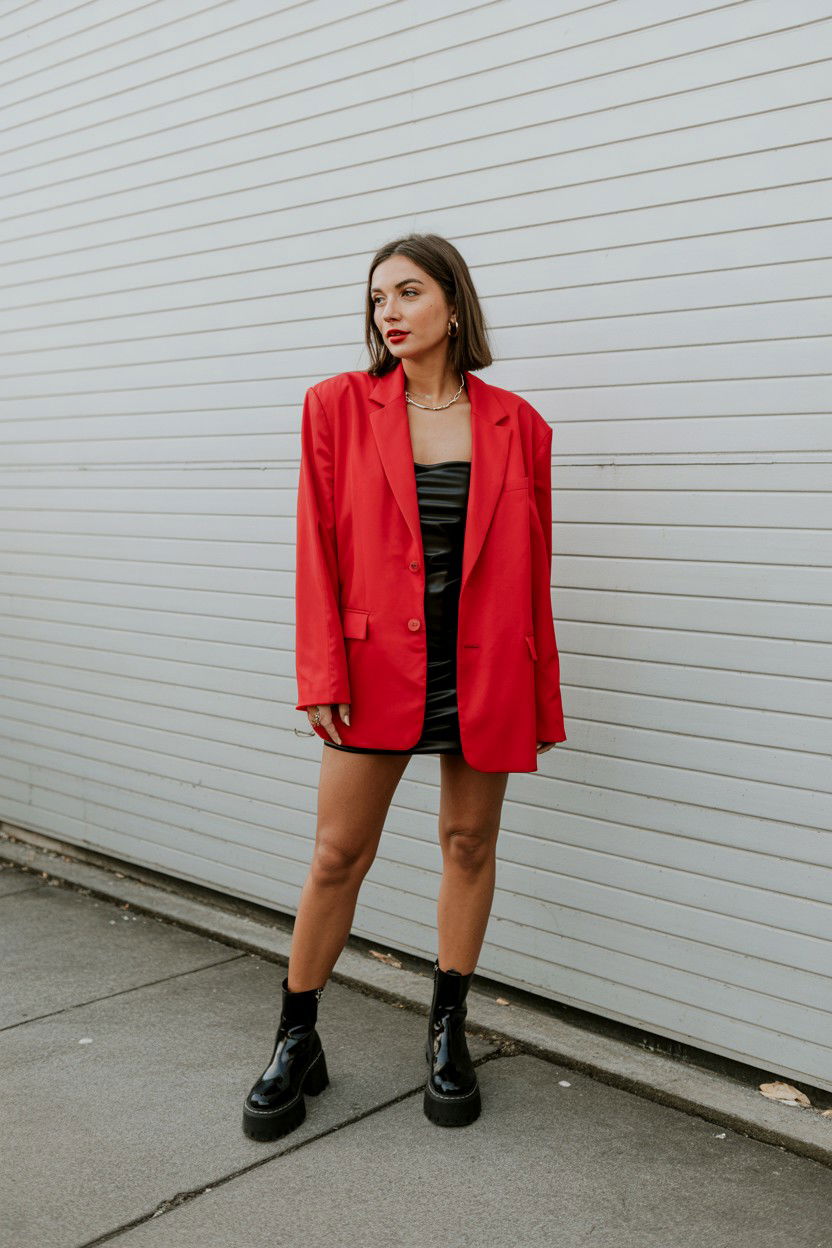 Red oversized blazer - 25 Valentine's Day Blazer Outfits
