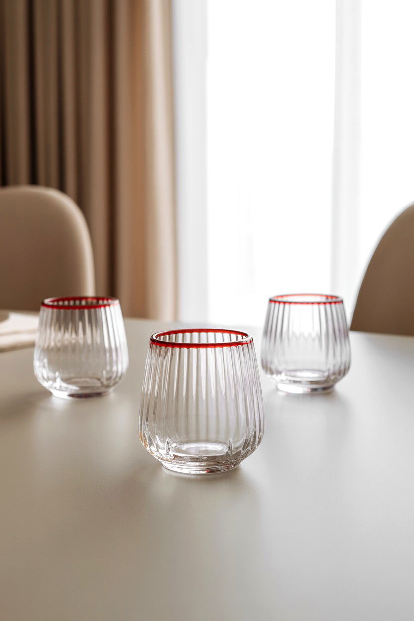 Red rimmed clear tumblers - 25 Valentine's Day Glassware Ideas