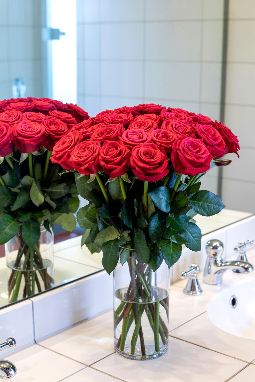 Red rose bouquet - 25 Valentine's Day Bubble Bath Ideas