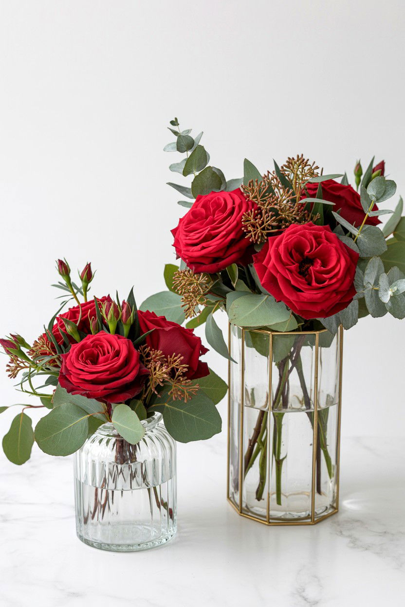 Red rose floral arrangements - 25 Valentine's Day Bridal Shower Ideas