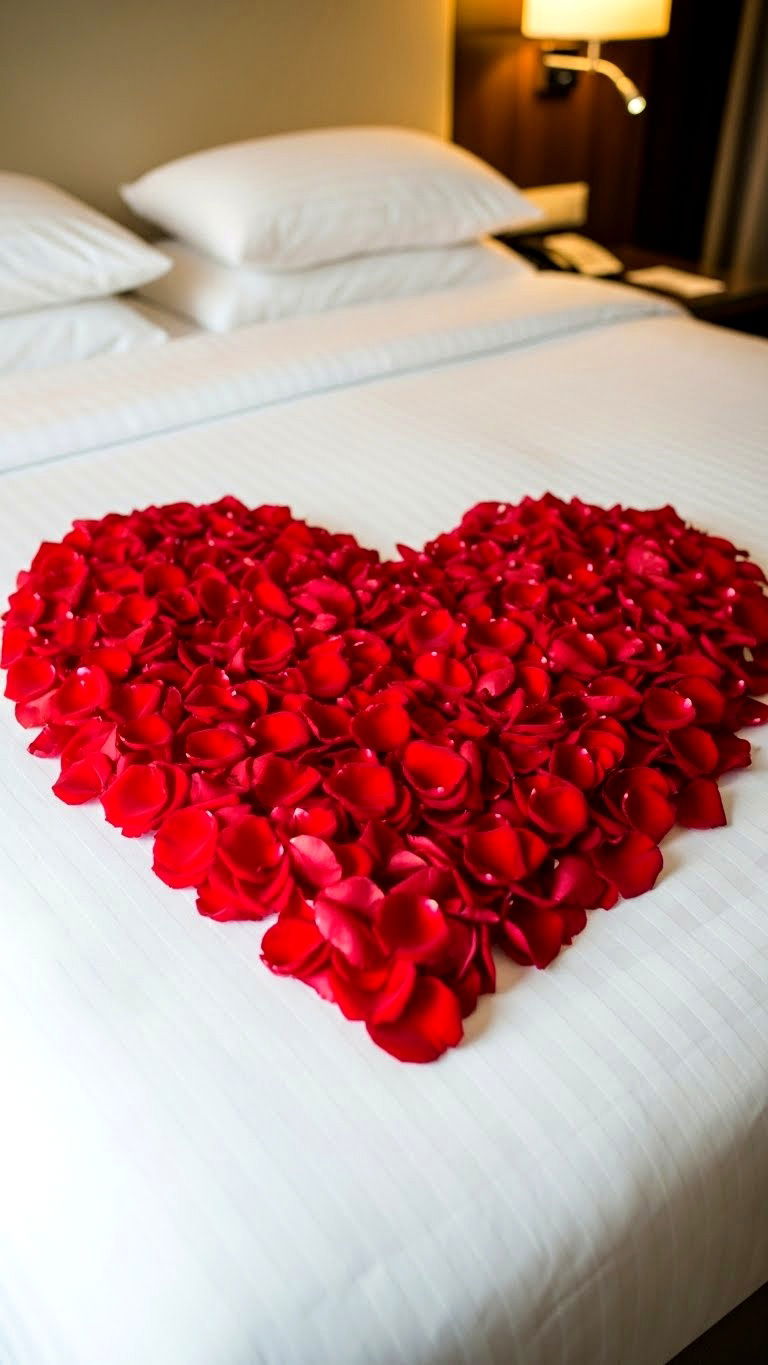 Red rose petals - 25 valentine's day decor ideas