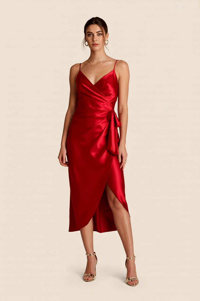 Red satin bridal shower dress - 25 Valentine's Day Bridal Shower Ideas