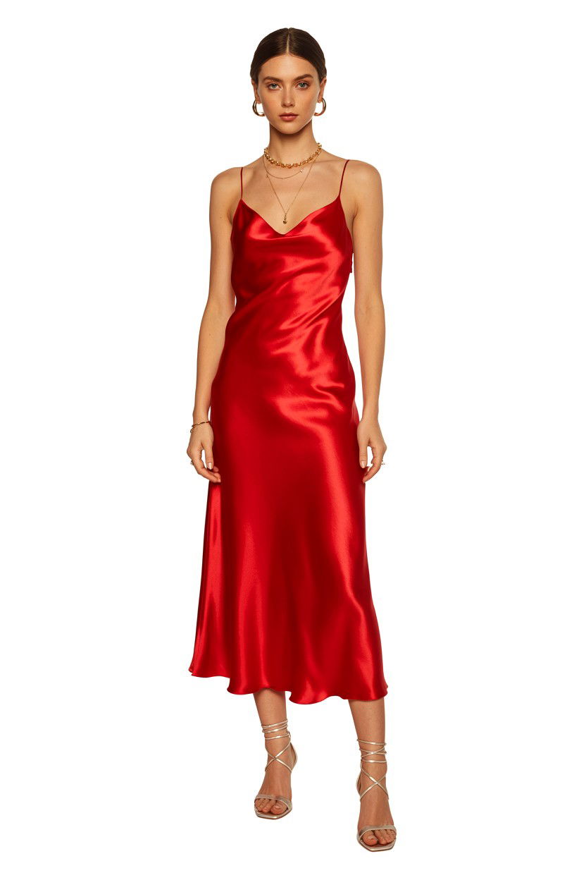Red silk dress - 25 Valentine's Day Night Out Outfits