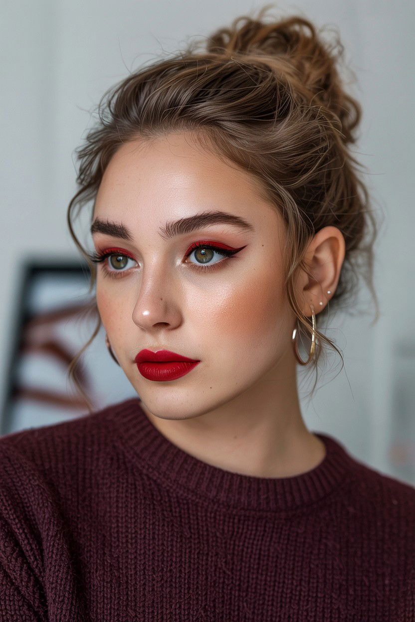 Red smoke eyeliner - 25 Valentine's Day Eyeliner Ideas