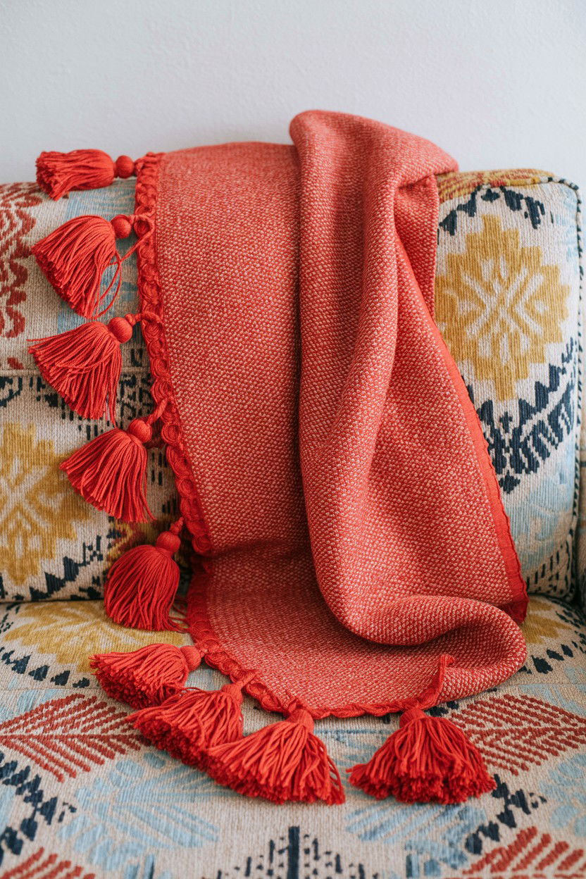 Red tassel edge throw - 25 Valentine's Day Throw Blanket Ideas