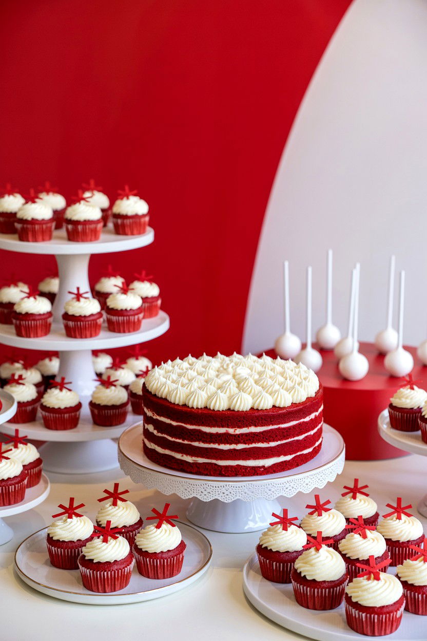 Red velvet dessert table - 25 Valentine's Day Bridal Shower Ideas
