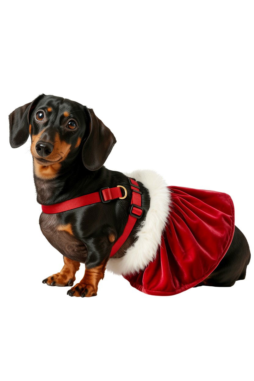 Red velvet pet harness dress - 25 Valentine's Day Pet Dress Ideas