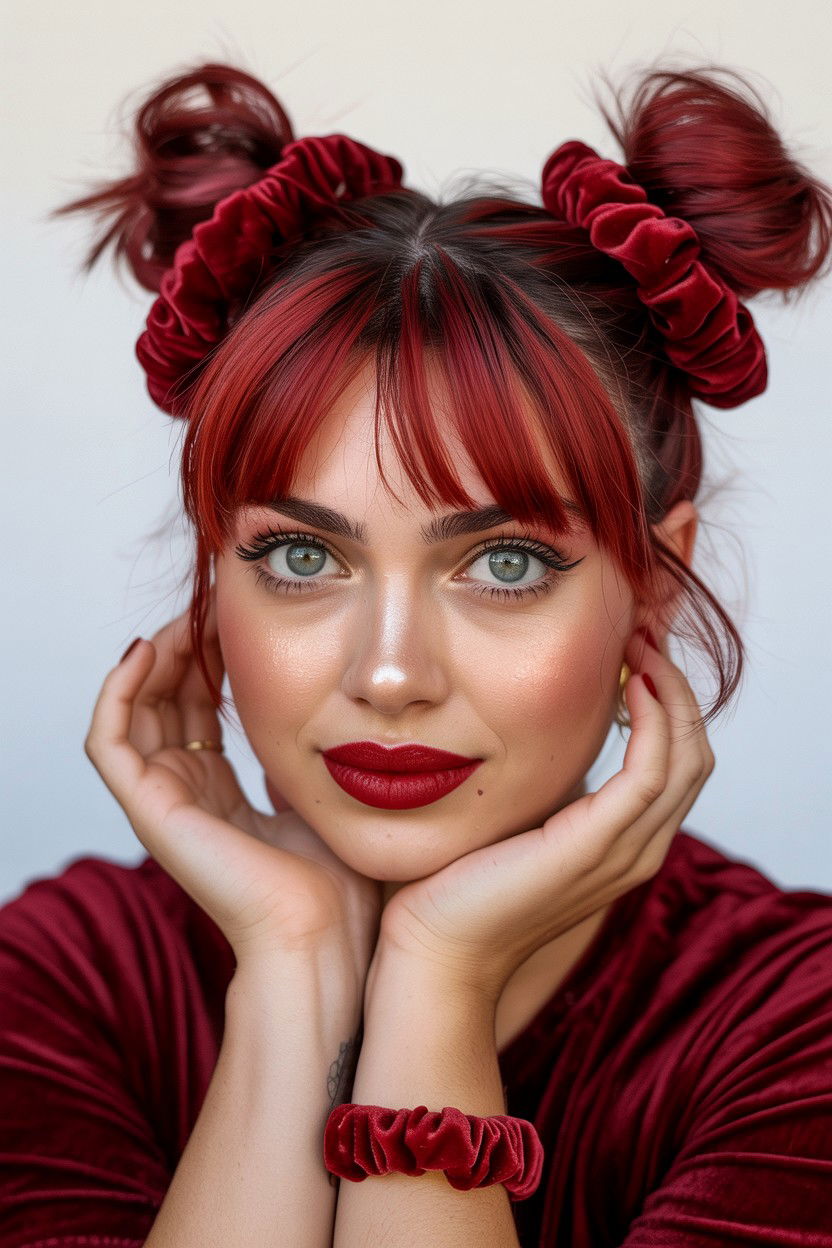 Red velvet space buns - 25 Valentine's Day Space Buns Ideas