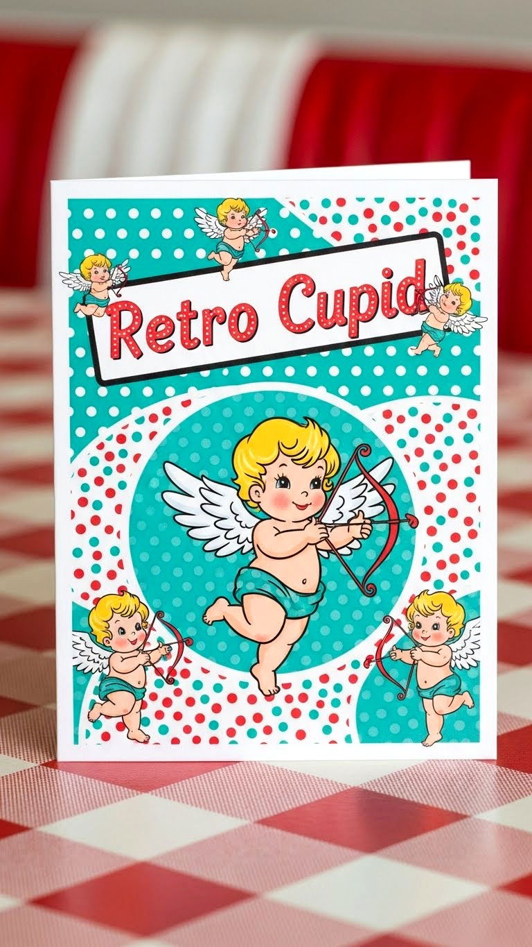 Retro Cupid Card - 25 valentine's day card designs