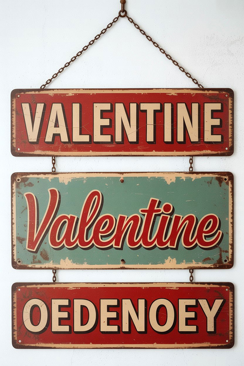 Retro Metal Signs - 25 Vintage Valentine's Day Decorations