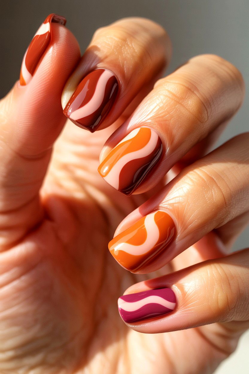 Retro Swirl Nails - 25 Swirl Valentine's Day Nail Ideas