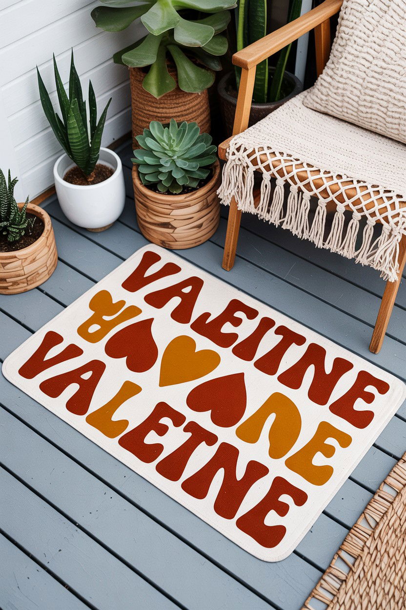 Retro Valentine Mat - 25 Valentine's Day Welcome Mat Ideas