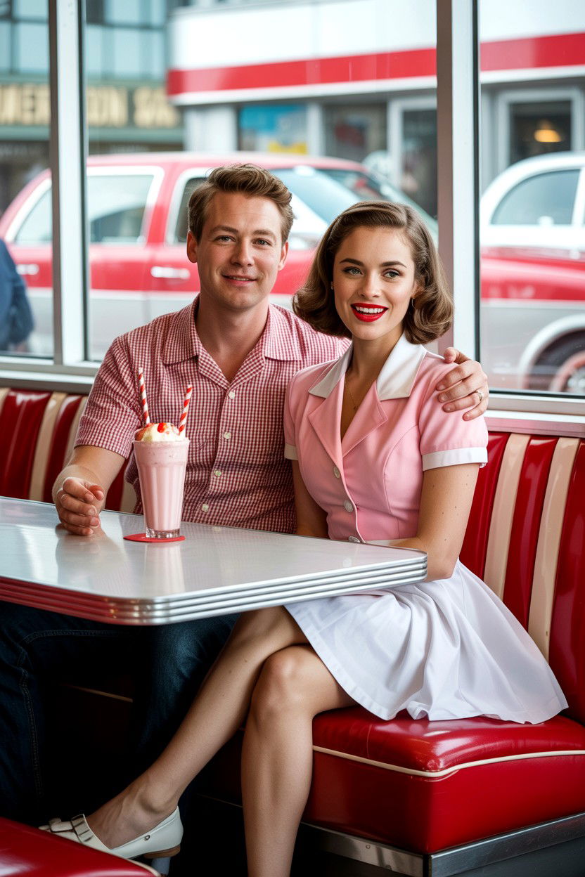 Retro diner date - 25 Valentine's Day Portrait Ideas