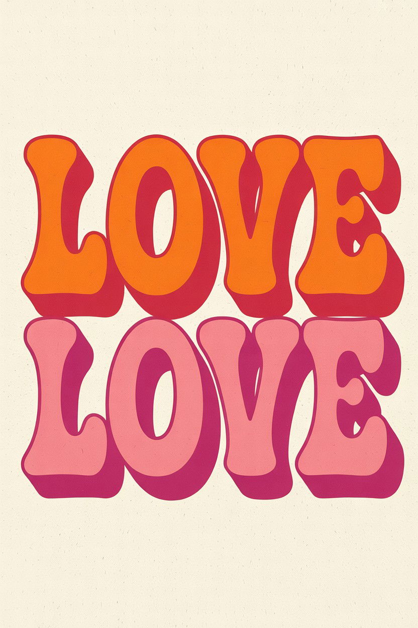 Retro typography love - 25 Valentine's Day Art Print Ideas