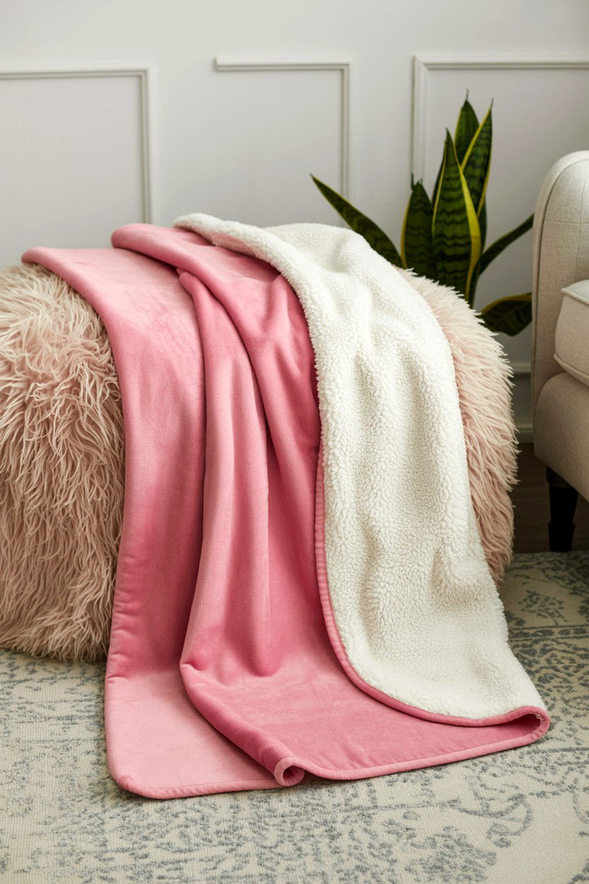 Reversible pink sherpa blanket - 25 Valentine's Day Throw Blanket Ideas
