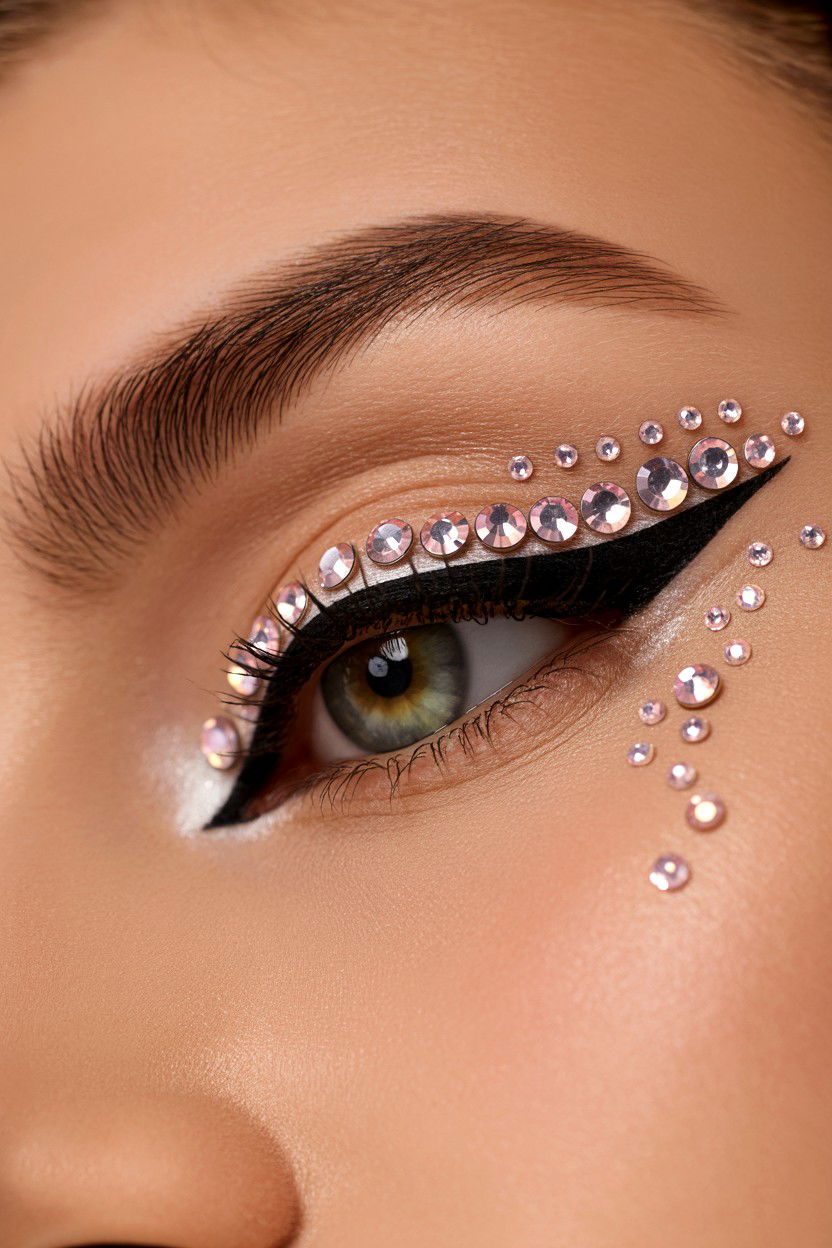 Rhinestone Eye Makeup - 25 Valentine's Day Eye Makeup Ideas