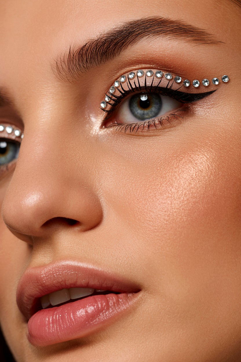 Rhinestone Eye Makeup Tutorial - 25 Valentine's Day Makeup Tutorials