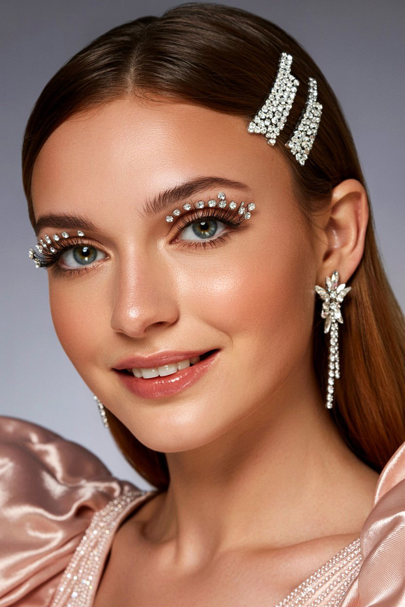 Rhinestone Eyelashes - 25 Valentine's Day False Lash Looks