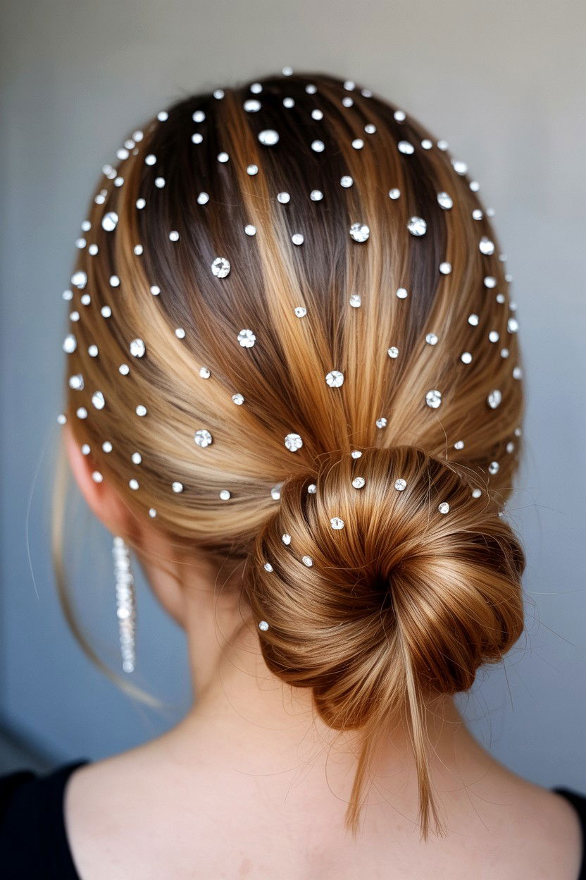 Rhinestone French Twist - 25 Valentine's Day French Twist Ideas