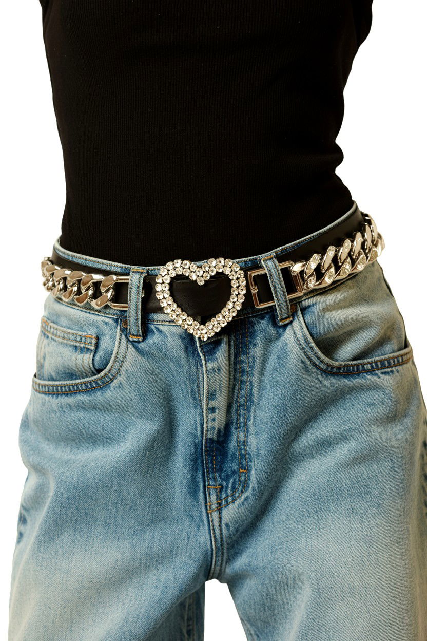 Rhinestone Heart Belt - 25 Valentine's Day Y2K Outfits