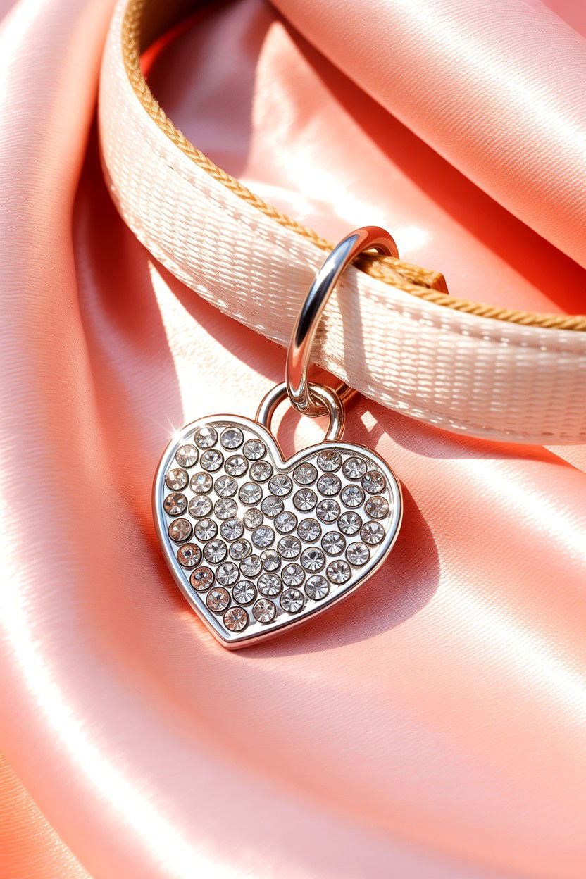 Rhinestone Heart Pet Tag - 25 Valentine's Day Pet Tag Ideas