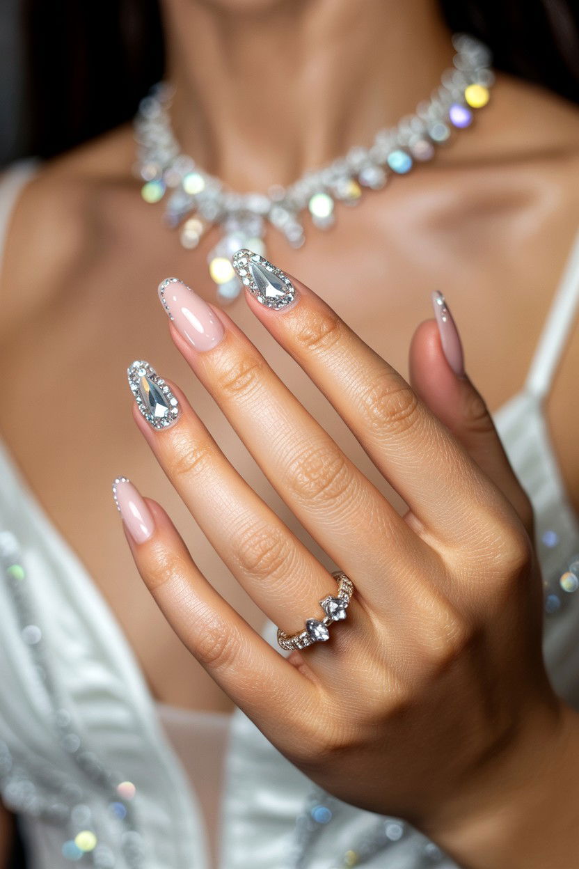 Rhinestone Press On Nails - 25 Valentine's Day Press On Nail Ideas