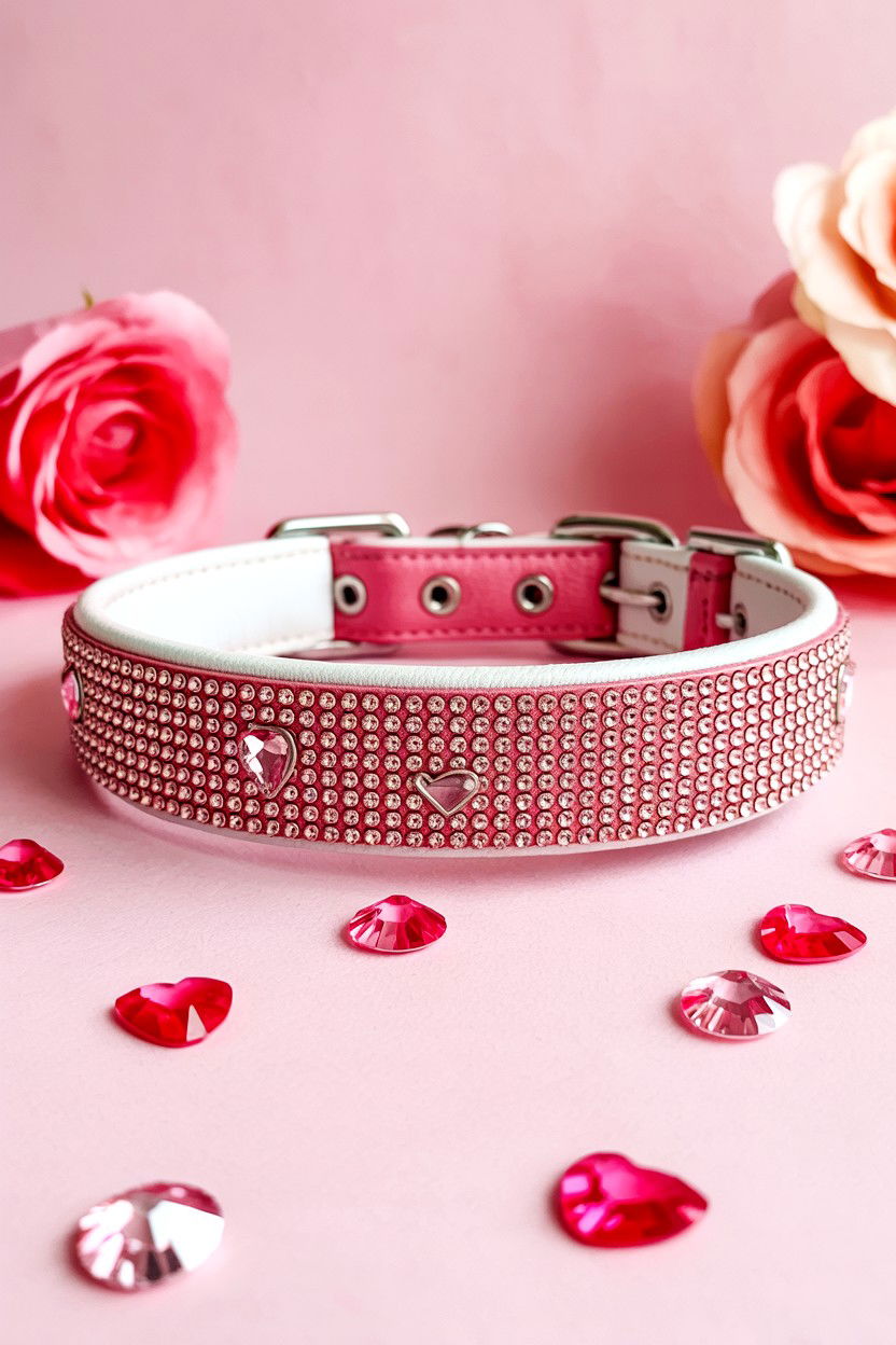 Rhinestone Valentine Dog Collar - 25 Valentine's Day Dog Collar Ideas
