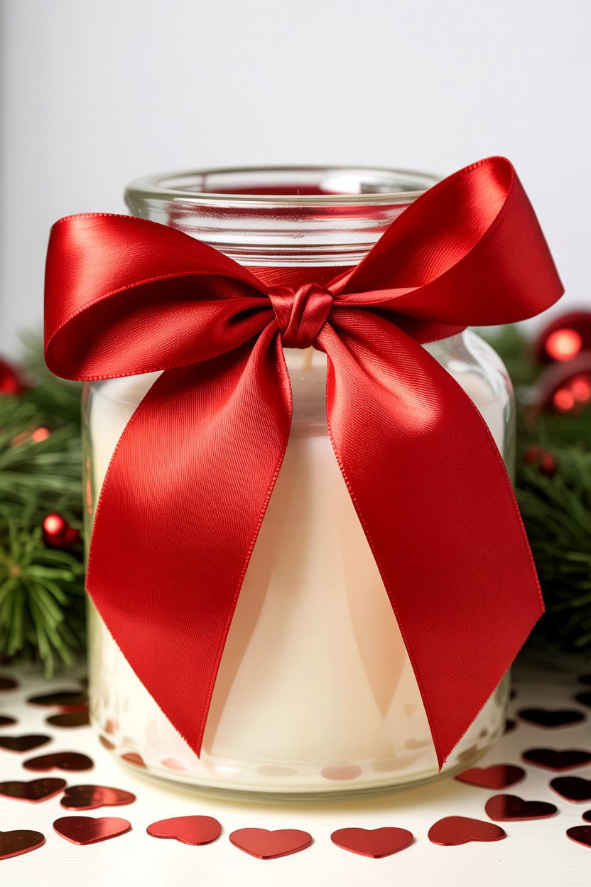 Ribbon Bow Jar - 25 Valentine's Day Jar Candle Ideas