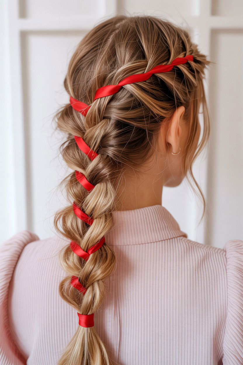 Ribbon Braid Half Up - 25 Valentine's Day Half Up Half Down Hair