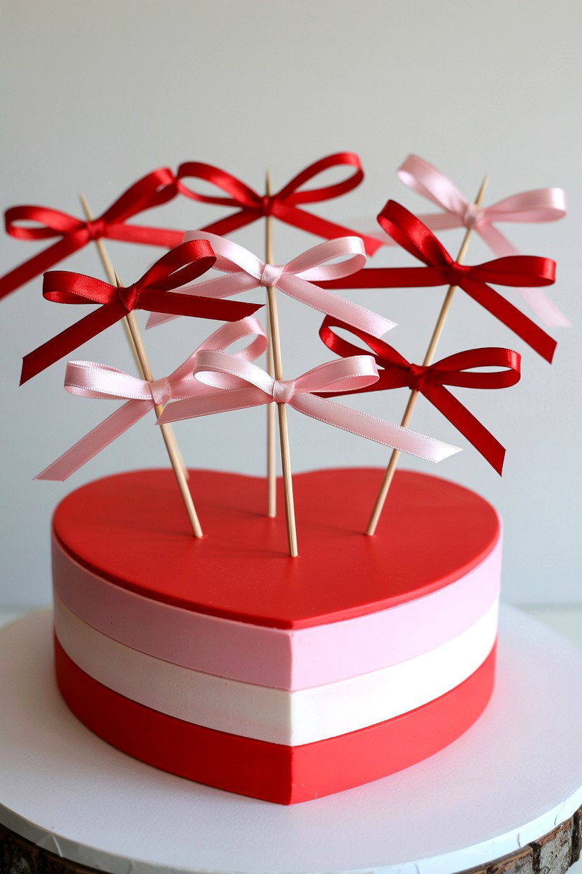 Ribbon Cake Topper - 25 Valentine's Day Ribbon Ideas