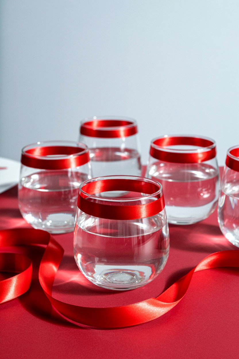 Ribbon Glassware Accent - 25 Valentine's Day Ribbon Ideas