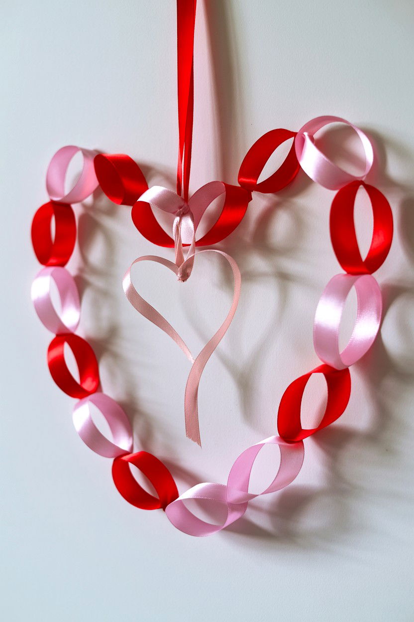 Ribbon Heart Garland - 25 Valentine's Day Bow Ideas