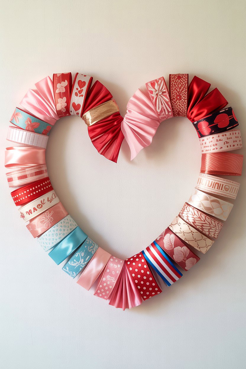 Ribbon Heart Wall Art - 25 Valentine's Day Ribbon Ideas