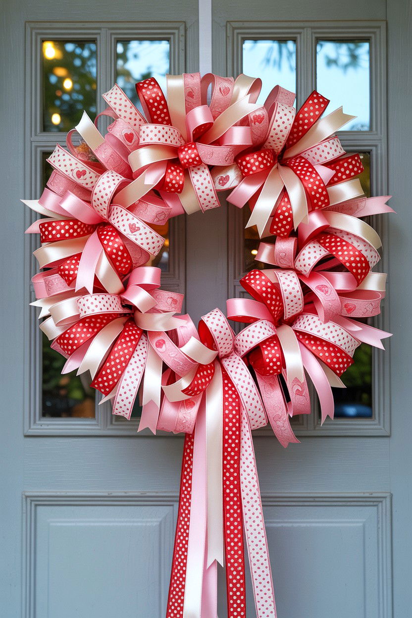 Ribbon Tie - 25 Simple Valentine's Day Wreath Ideas