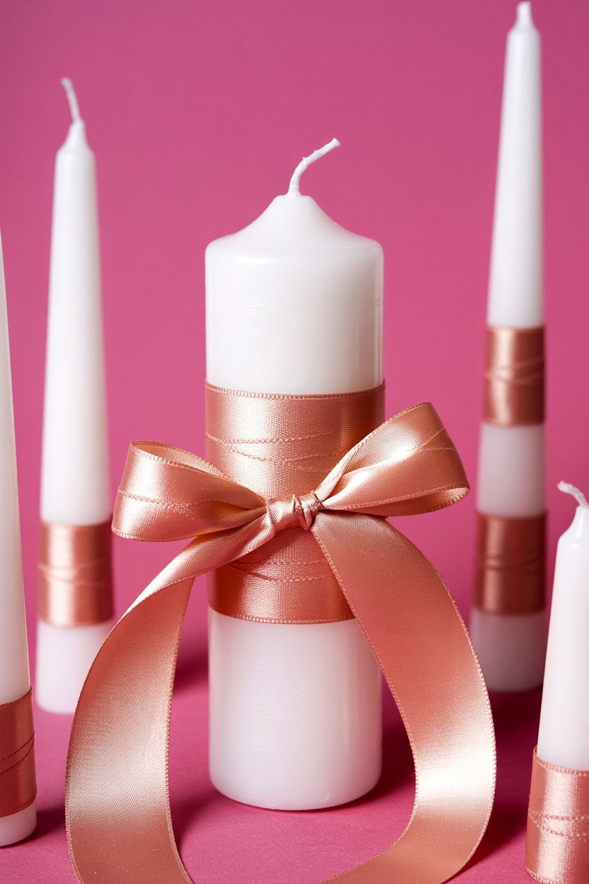 Ribbon Wrapped Candle - 25 Valentine's Day Ribbon Ideas