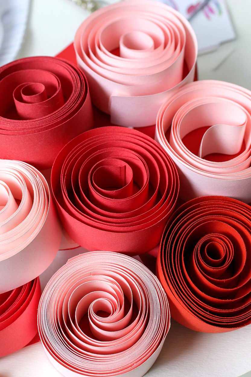 Rolled Paper Rosette - 25 Valentine's Day Paper Flower Ideas