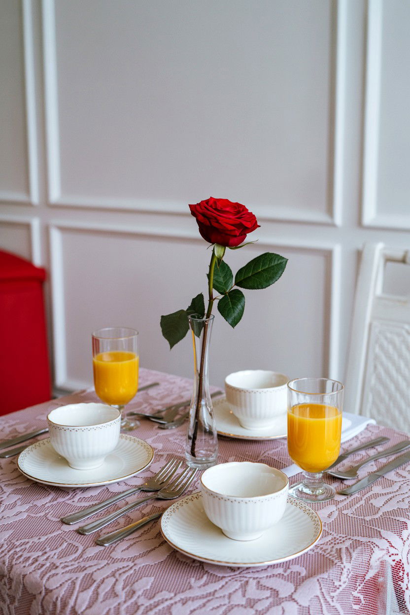Romantic Breakfast Setup - 25 Valentine's Day Brunch Table Ideas