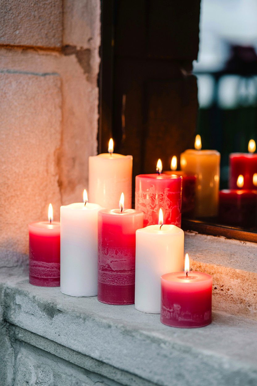 Romantic Candle Arrangement - 25 Valentine's Day Bathroom Decor Ideas
