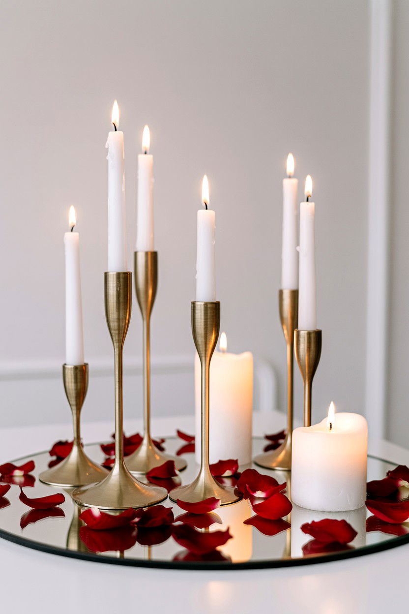 Romantic Candle Centerpiece - 25 Valentine's Day Party Table Ideas