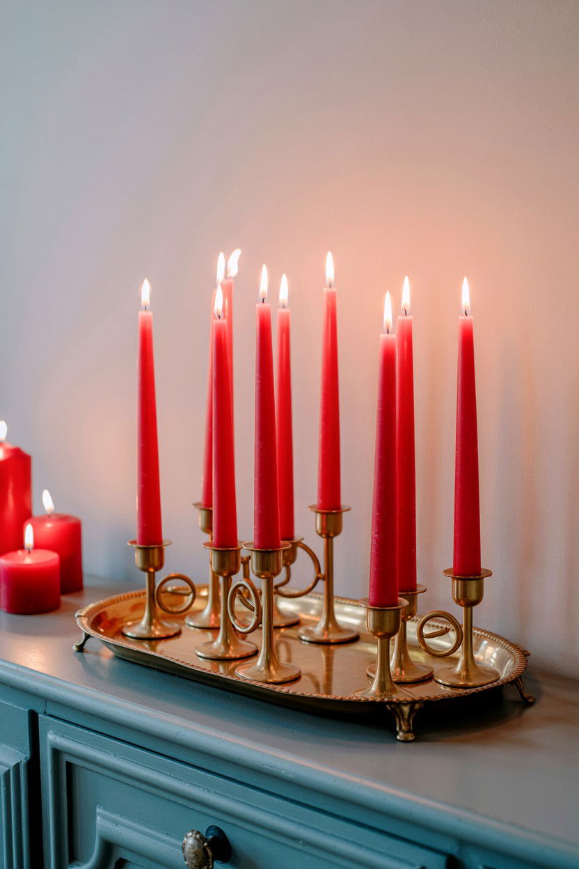 Romantic Candle Display - 25 Valentine's Day Home Decor Ideas