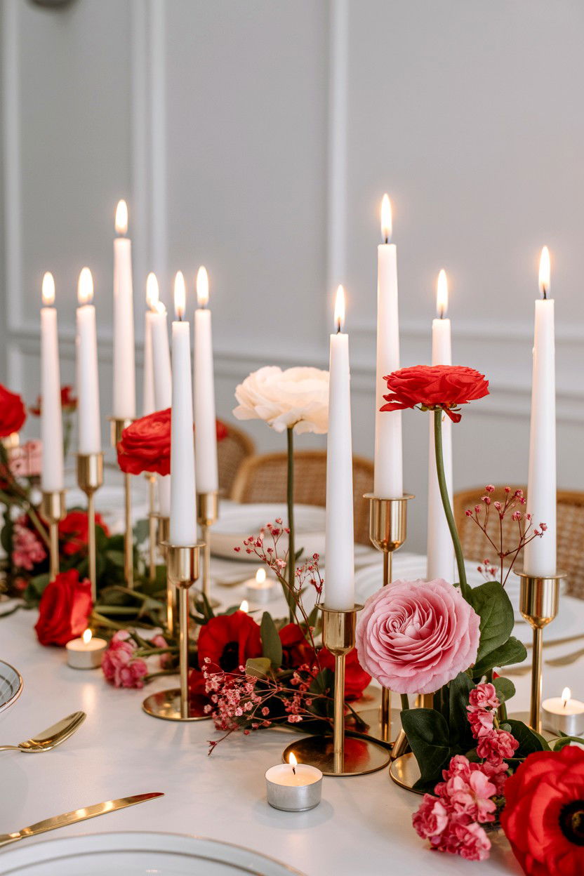 Romantic Candlelight Setup - 25 Valentine's Day Brunch Party Ideas