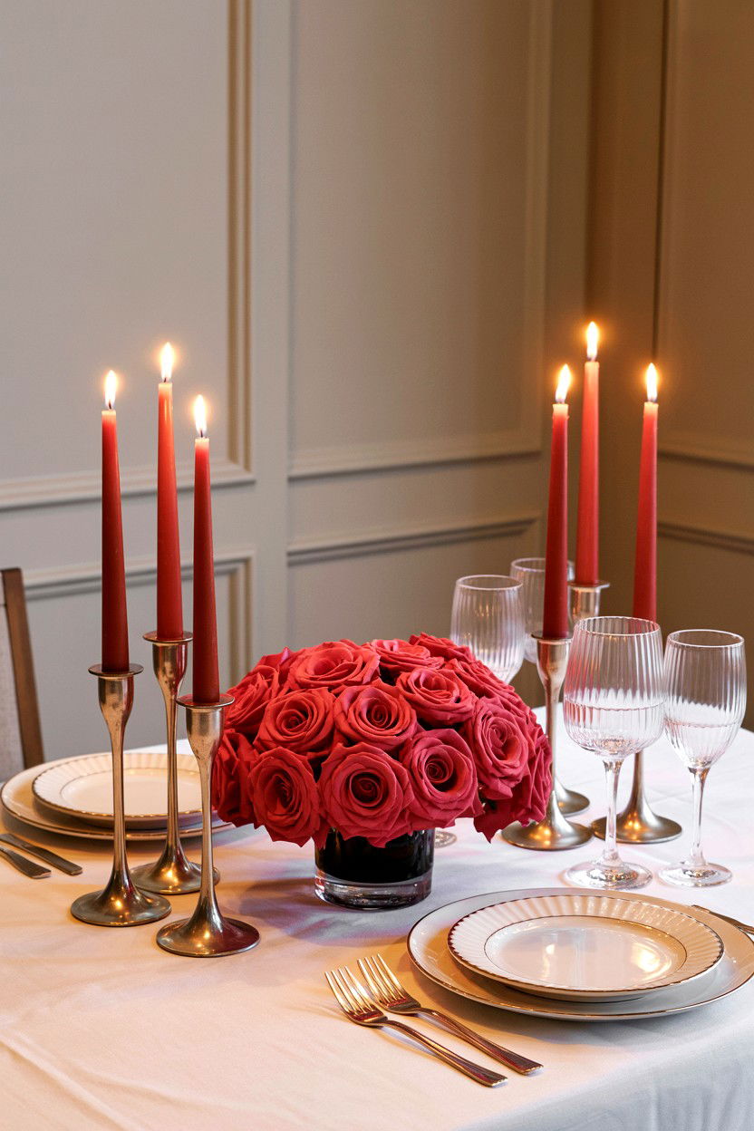 Romantic Candlelit Dinner Table - 25 Valentine's Day Countdown Surprise Ideas