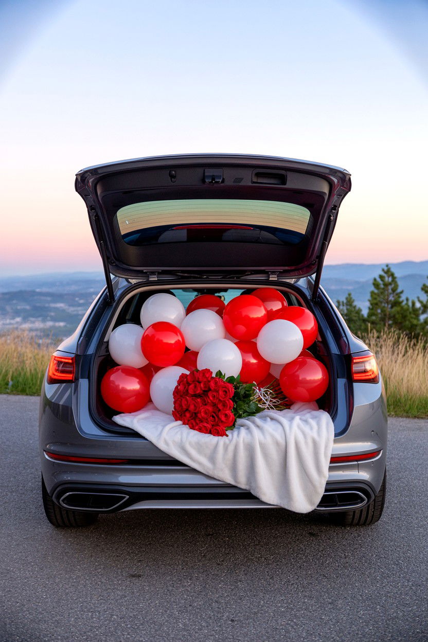 Romantic Car Trunk Surprise - 25 Valentine's Day Romantic Surprise Ideas