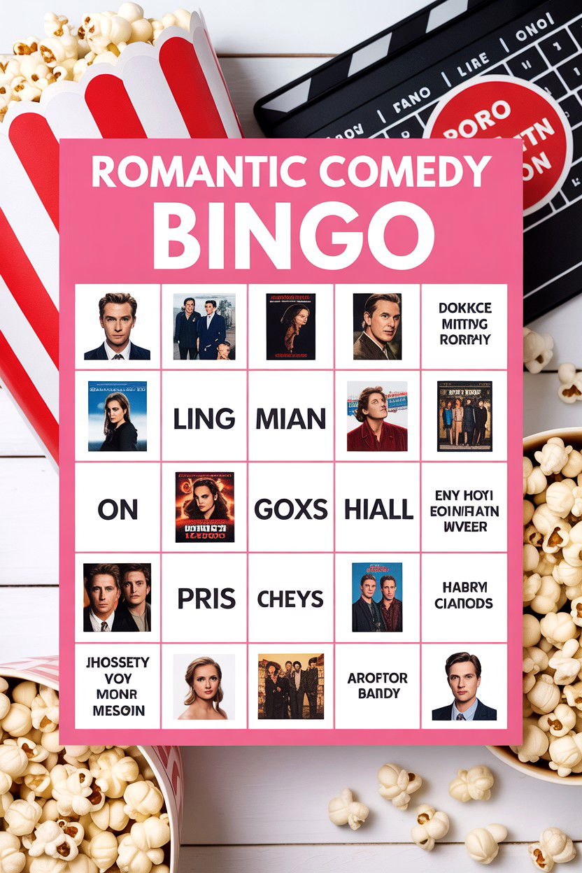Romantic Comedy Bingo Card - 25 Valentine's Day Bingo Ideas